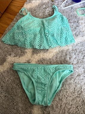 Xhilaration Mint Green Crochet Flounce Bikini Set